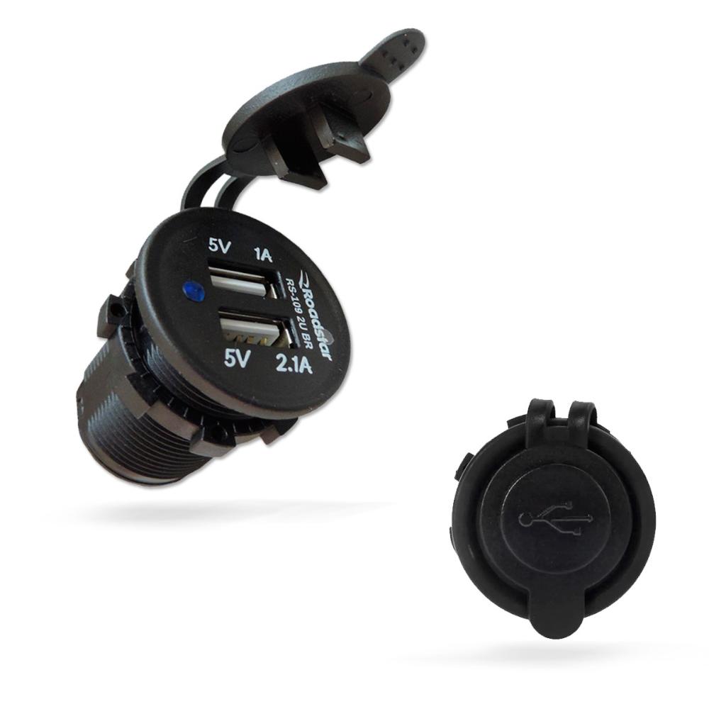 Tomada Carregador Veicular USB Substitui o Acendedor 12v 24v 2.1 + 1Ah Menor preço em Tomada Carregador Veicular USB Substitui o Acendedor 12v 24v 2.1 + 1Ah