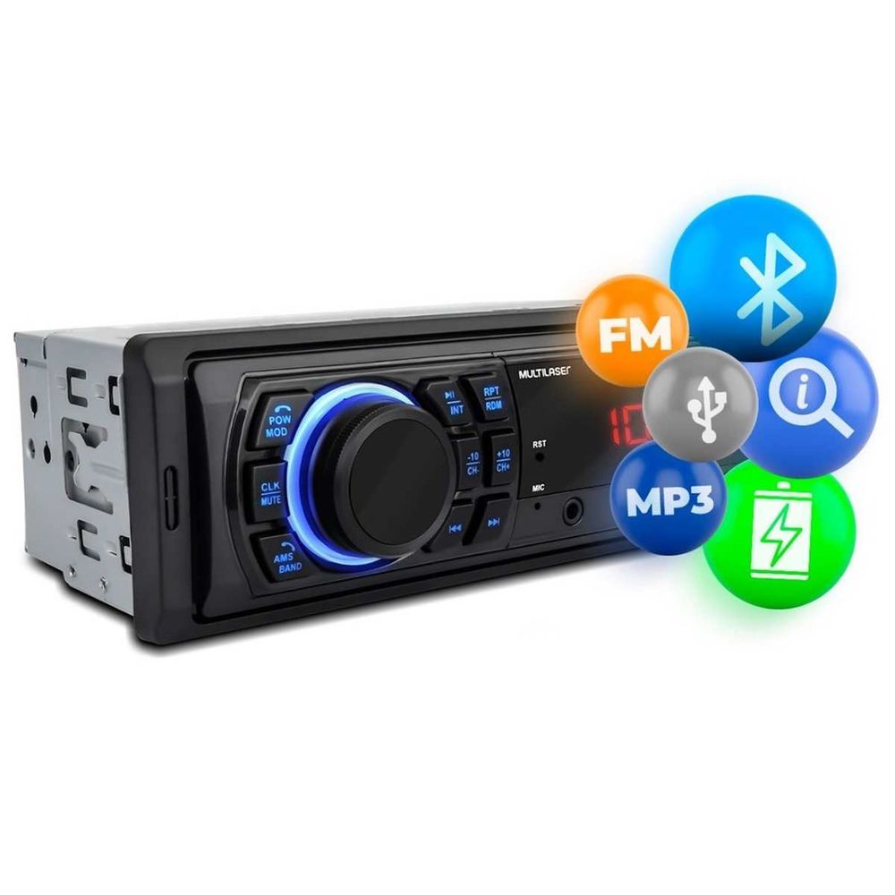 Rádio Automotivo Multilaser Trip BT P3344 MP3 Player 1 Din USB Auxiliar FM Controle SmartBT iPlug Menor preço em Rádio Automotivo Multilaser Trip BT P3344 MP3 Player 1 Din USB Auxiliar FM Controle SmartBT iPlug