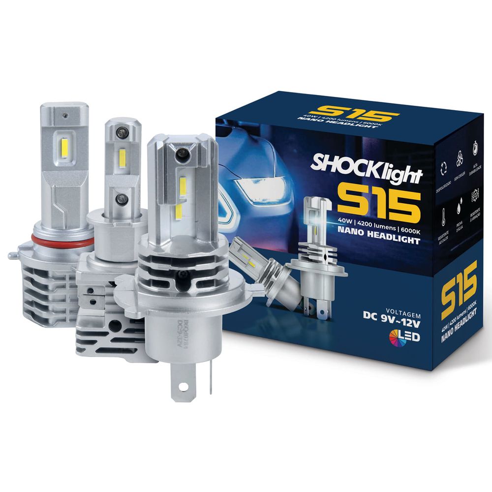 Kit 2 Lâmpadas LED Headlight S15 Farol Alto Baixo 6000K 12V 40W H1 H3 H7 H8 H9 H11 H16-2 H27 HB3 HB4 Menor preço em Kit 2 Lâmpadas LED Headlight S15 Farol Alto Baixo 6000K 12V 40W H1 H3 H7 H8 H9 H11 H16-2 H27 HB3 HB4