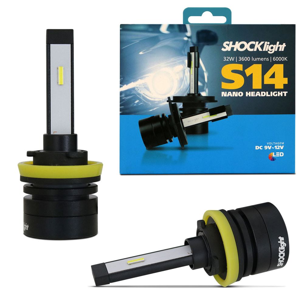 Par Lâmpada Super LED Nano S14 ShockLight hb4 hb3 h1 h3 h4 h7 h8 h11 h9 h16/2 h13 h16 h27 6000K 12V Menor preço em Par Lâmpada Super LED Nano S14 ShockLight hb4 hb3 h1 h3 h4 h7 h8 h11 h9 h16/2 h13 h16 h27 6000K 12V