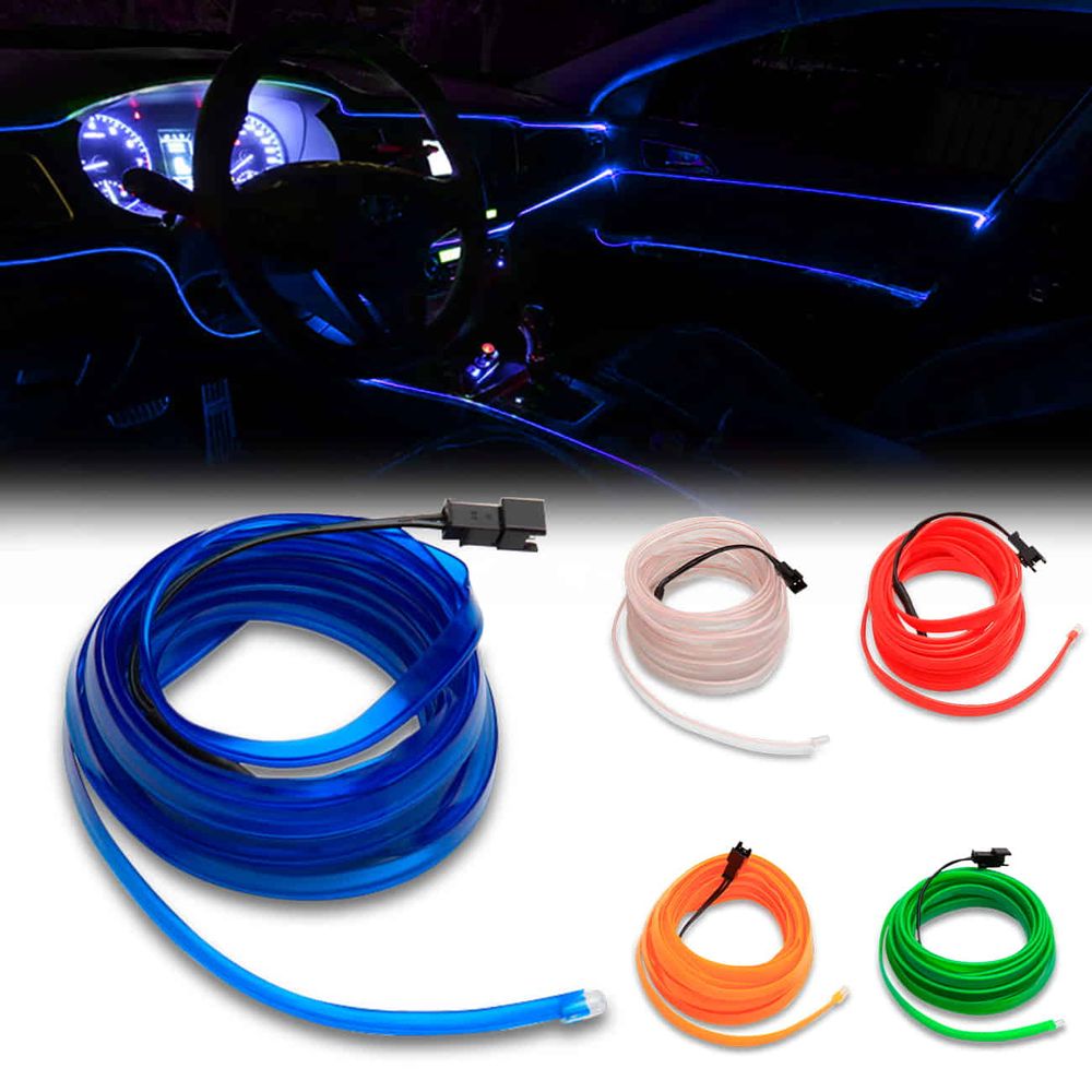 Fita LED Neon Shocklight Painel Interior Carro Conector 12V 1 Metro Menor preço em Fita LED Neon Shocklight Painel Interior Carro Conector 12V 1 Metro