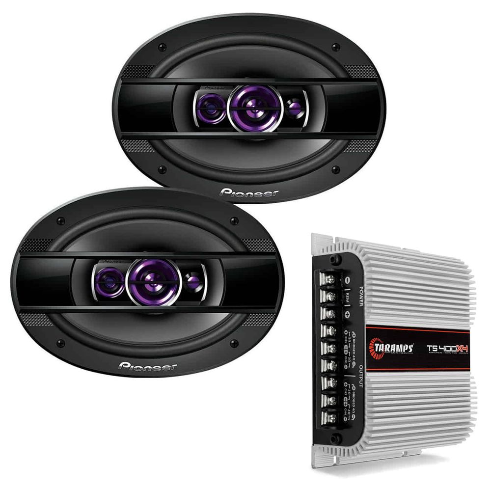 Kit Par Alto Falante Pioneer TS6960BR 6x9" 200W Quadriaxial + Módulo Taramps TS400 400W 4 Canais Menor preço em Kit Par Alto Falante Pioneer TS6960BR 6x9" 200W Quadriaxial + Módulo Taramps TS400 400W 4 Canais