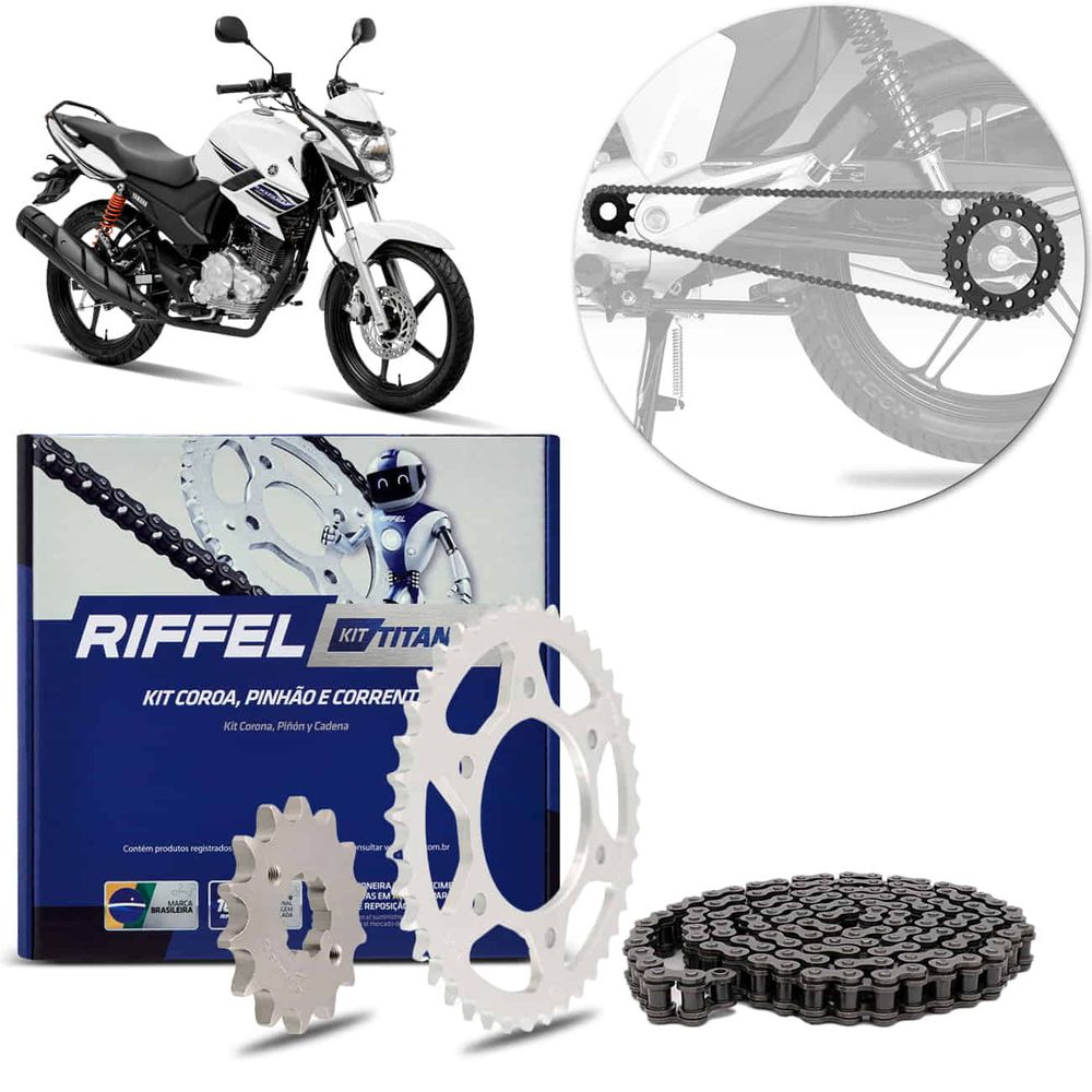 Kit Relação Transmissão Yamaha Fazer 150 2014 a 2021 Corrente sem Retentor Riffel é ruim? Kit Relação Transmissão Yamaha Fazer 150 2014 a 2021 Corrente sem Retentor Riffel é boa?