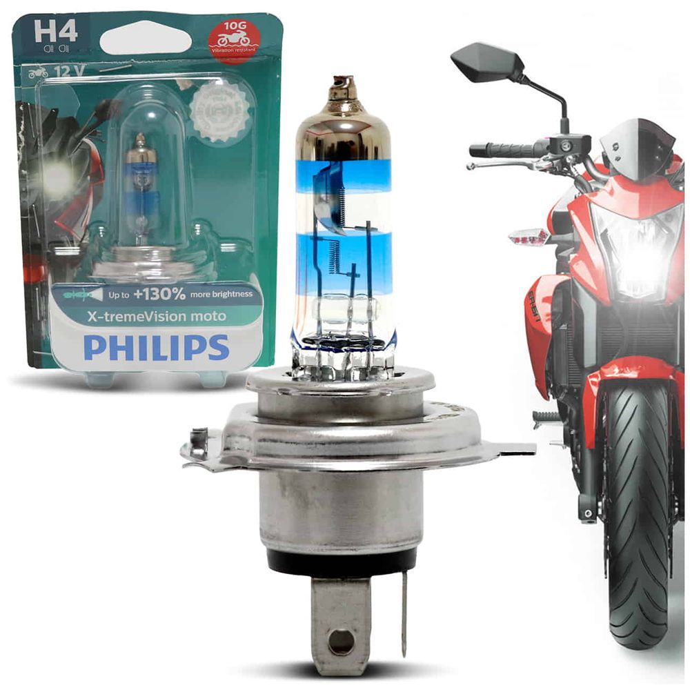 Lâmpada Philips X-treme Vision Moto H4 3200K 60W 55W Branco Quente Menor preço em Lâmpada Philips X-treme Vision Moto H4 3200K 60W 55W Branco Quente