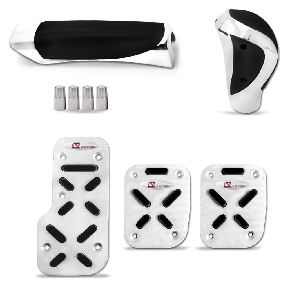 Kit Pedaleiras Esportiva + Manopla Freio de Mão + Bola de Cambio Preto Tunning Menor preço em Kit Pedaleiras Esportiva + Manopla Freio de Mão + Bola de Cambio Preto Tunning