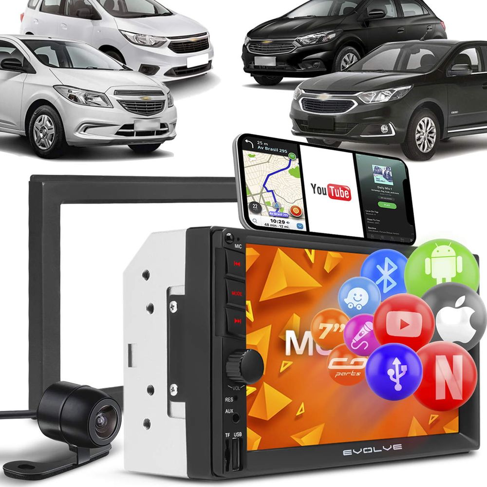 Central Multimídia Cobalt Prisma Onix Spin Multilaser Evolve GP348 Preto MP5 BT Espelha + Câmera Ré Menor preço em Central Multimídia Cobalt Prisma Onix Spin Multilaser Evolve GP348 Preto MP5 BT Espelha + Câmera Ré