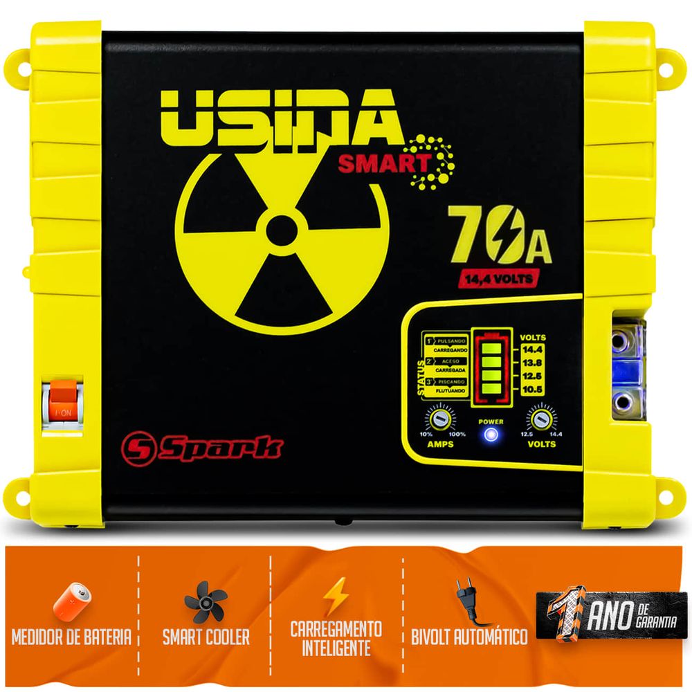 Fonte Automotiva Spark Usina Smart 70A 875W 12 Volts Carregador Bivolt Com Display Menor preço em Fonte Automotiva Spark Usina Smart 70A 875W 12 Volts Carregador Bivolt Com Display