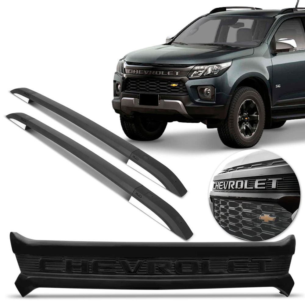 Kit Grade Dianteira High Country + Rack de Teto Longarina Preto Para S10 LT LTZ 2021 2022 Menor preço em Kit Grade Dianteira High Country + Rack de Teto Longarina Preto Para S10 LT LTZ 2021 2022