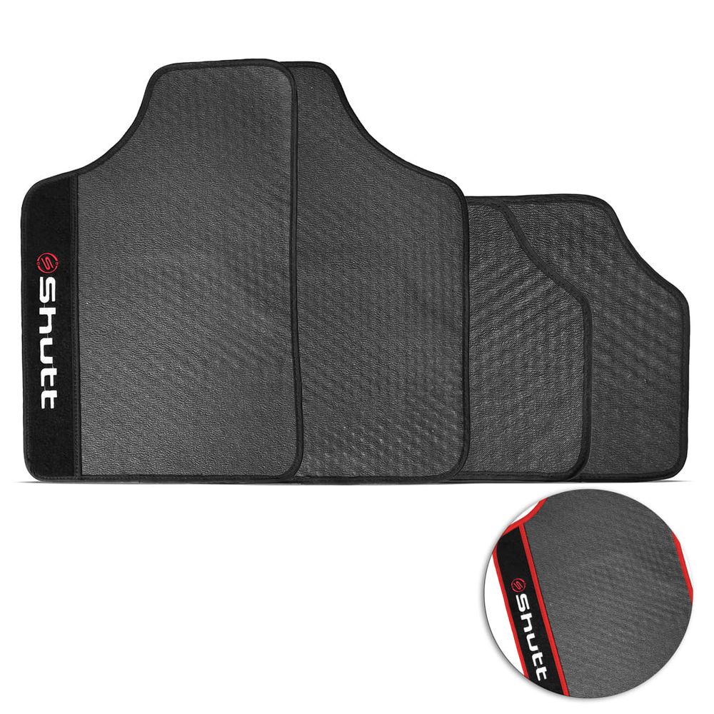 Jogo Tapete Automotivo Carro Universal com Grafia com Borda Preto ou Vermelha Shutt Menor preço em Jogo Tapete Automotivo Carro Universal com Grafia com Borda Preto ou Vermelha Shutt