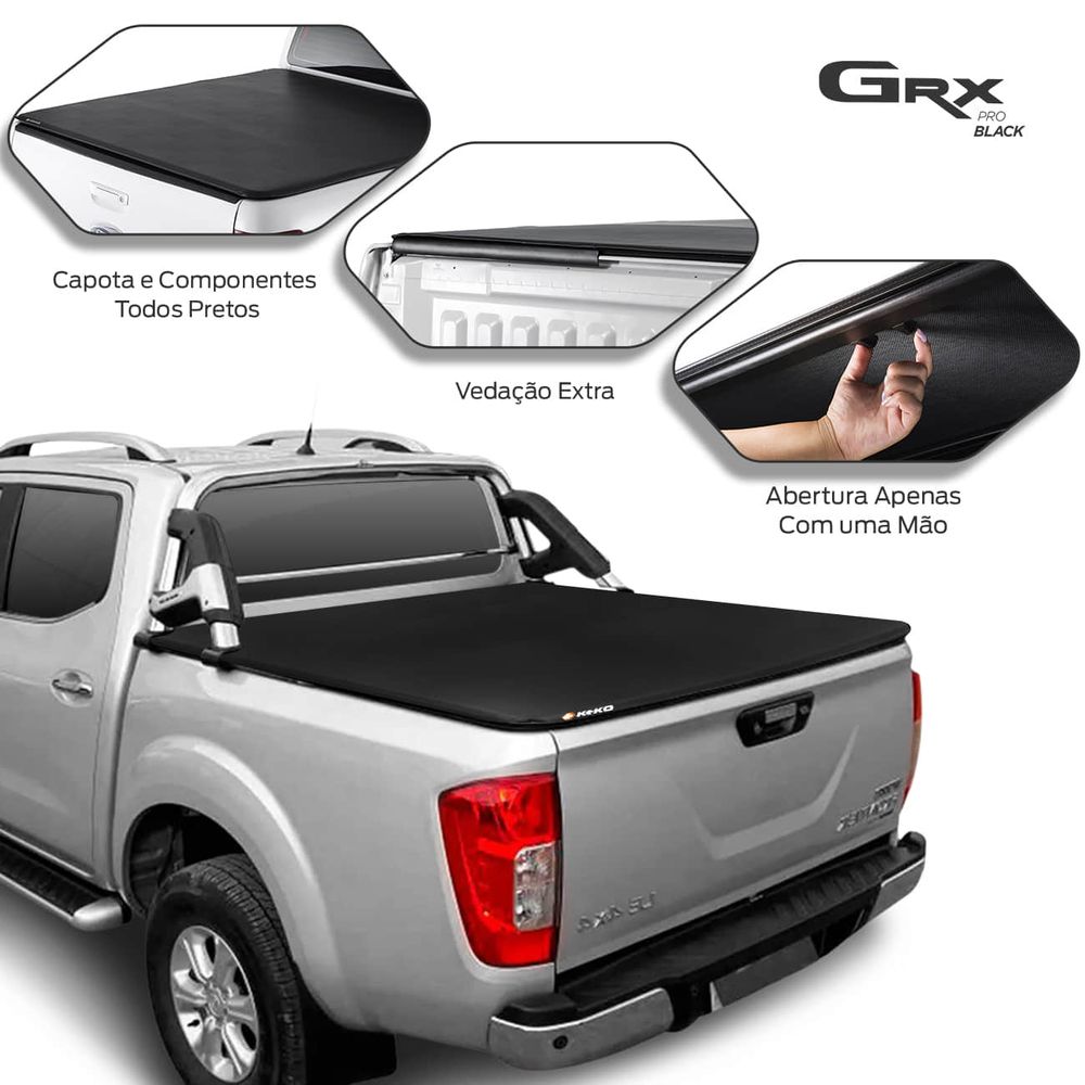 Capota Marítima Frontier 2008 a 2016 Cabine Dupla sem Santo Antônio Keko GRX Pro Black Baguete Menor preço em Capota Marítima Frontier 2008 a 2016 Cabine Dupla sem Santo Antônio Keko GRX Pro Black Baguete