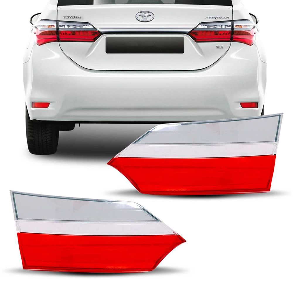 Lente Lanterna Traseira Corolla 2018 2019 Bicolor Vermelho Cristal Mala Menor preço em Lente Lanterna Traseira Corolla 2018 2019 Bicolor Vermelho Cristal Mala