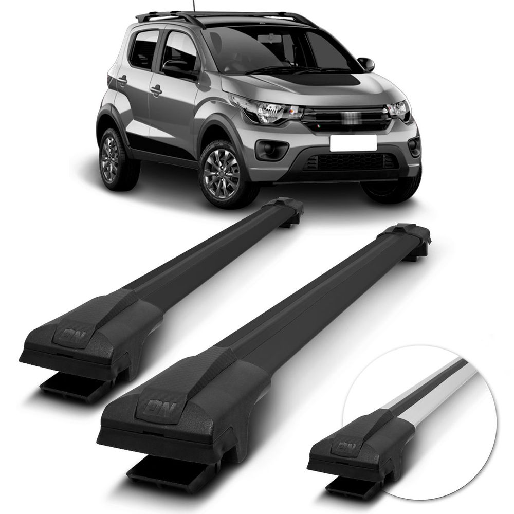 Rack de Teto Travessa Larga Mobi Way Hatch 2016 A 2022 Preto Prata 45Kg Menor preço em Rack de Teto Travessa Larga Mobi Way Hatch 2016 A 2022 Preto Prata 45Kg