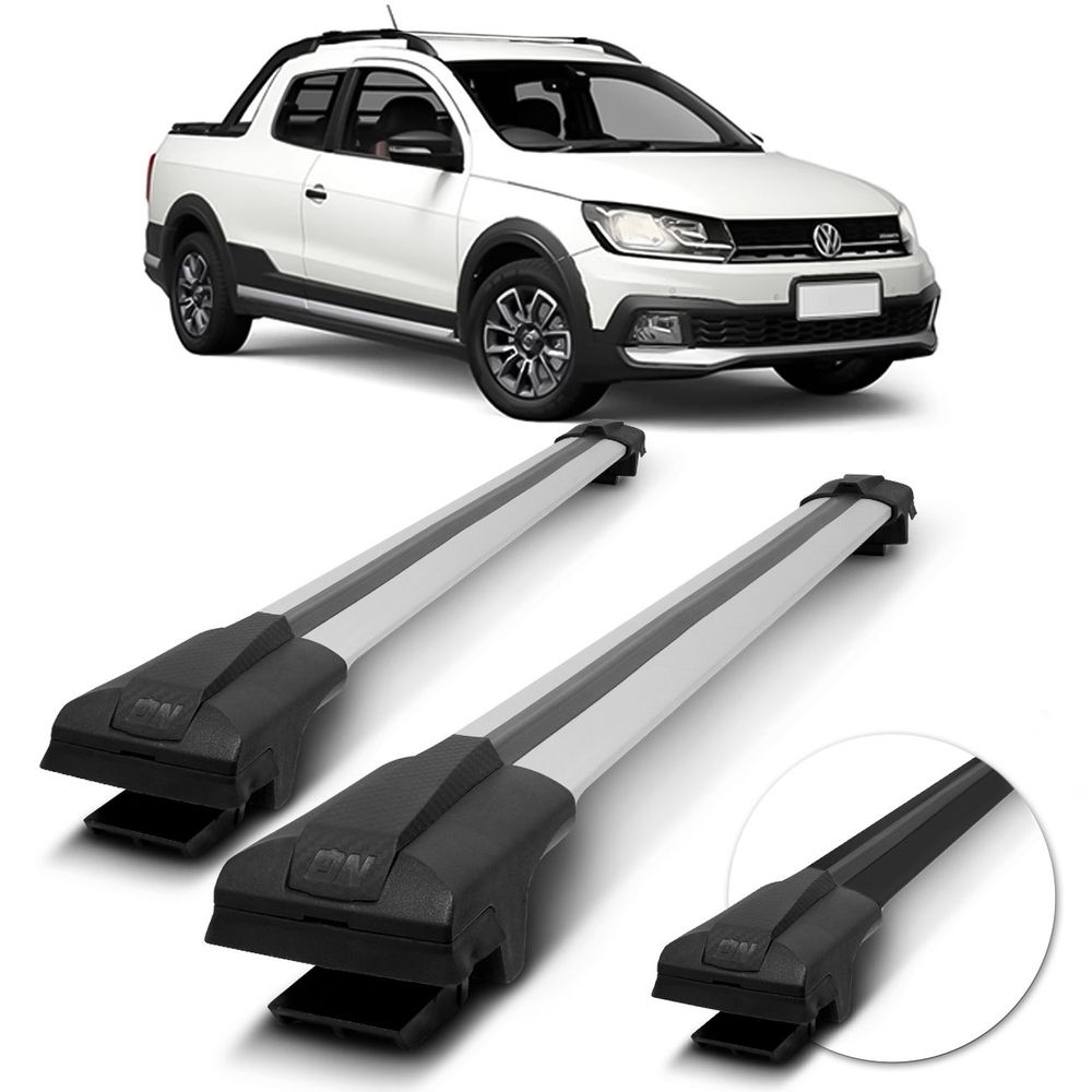 Rack de Teto Travessa Largo Saveiro Cross 2010 A 2022 Preto Prata 45Kg Menor preço em Rack de Teto Travessa Largo Saveiro Cross 2010 A 2022 Preto Prata 45Kg