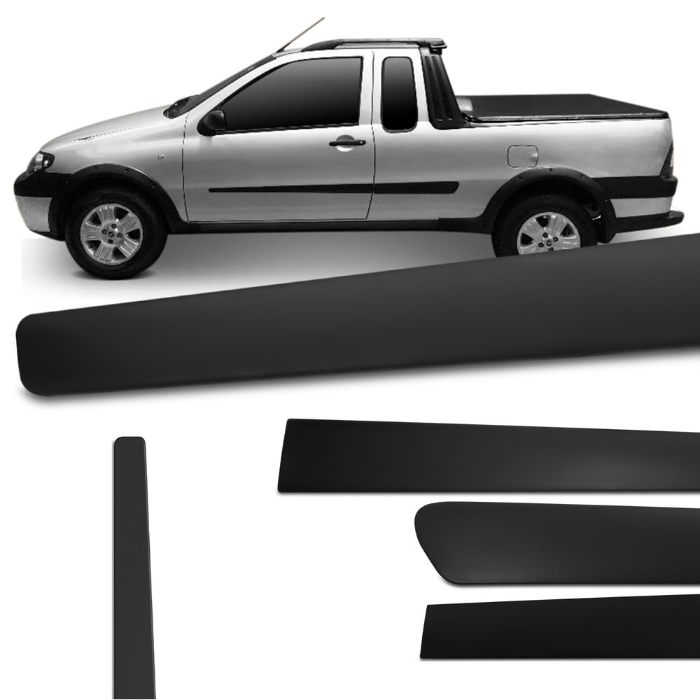 Jogo de Friso Lateral Strada 2005 a 2022 Preto Cinza Fino Tipo Borrachão Menor preço em Jogo de Friso Lateral Strada 2005 a 2022 Preto Cinza Fino Tipo Borrachão