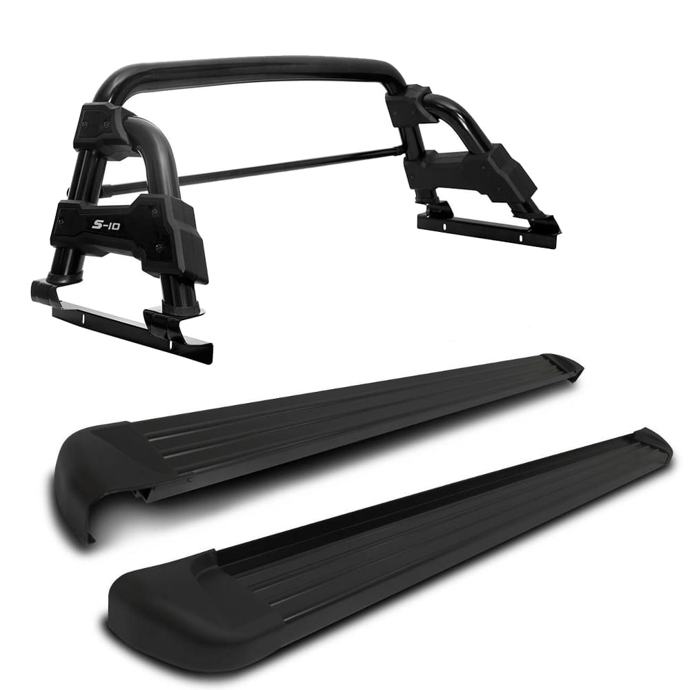 Kit Estribo Lateral e Sto Antônio STR Preto S10 CD 2012 a 2019 Menor preço em Kit Estribo Lateral e Sto Antônio STR Preto S10 CD 2012 a 2019