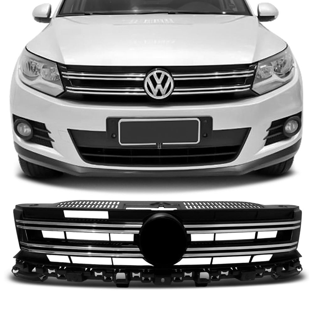 Grade Dianteira do Radiador Volkswagen Tiguan 2012 2013 2014 2015 Preto com Friso Cromado Menor preço em Grade Dianteira do Radiador Volkswagen Tiguan 2012 2013 2014 2015 Preto com Friso Cromado