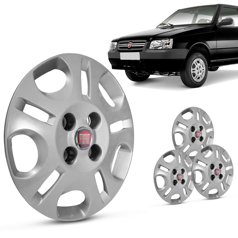 Jogo de Calota Uno Fire Economy Uno 2008 2009 2010 Aro 13 Prata + Emblema Vermelho 4 Peças Menor preço em Jogo de Calota Uno Fire Economy Uno 2008 2009 2010 Aro 13 Prata + Emblema Vermelho 4 Peças