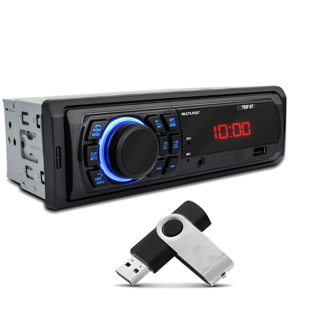 Rádio Automotivo Multilaser Trip BT P3350 MP3 Player 1 Din USB Auxiliar FM Controle SmartBT iPlug Menor preço em Rádio Automotivo Multilaser Trip BT P3350 MP3 Player 1 Din USB Auxiliar FM Controle SmartBT iPlug