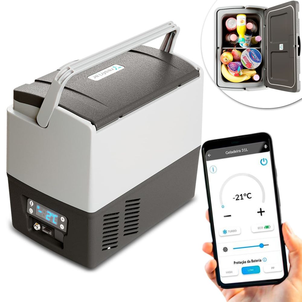 Mini Geladeira Portátil Resfriar 18 Litros Bivolt 12/24V com Bluetooth Menor preço em Mini Geladeira Portátil Resfriar 18 Litros Bivolt 12/24V com Bluetooth