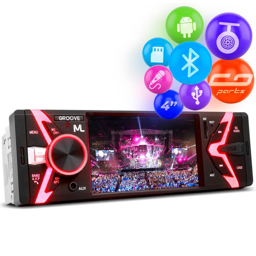 Som Automotivo Multilaser Groove P3341 MP5 Player 1 Din Som Bluetooth LCD MP3 USB AUX App Android Menor preço em Som Automotivo Multilaser Groove P3341 MP5 Player 1 Din Som Bluetooth LCD MP3 USB AUX App Android