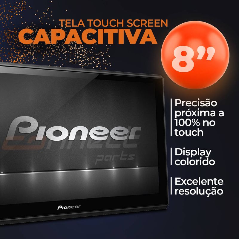 Multimídia 2Din 8 Polegadas Touch Tooth TV Espelhamento USB FM Web Link,  Pioneer, Pacote de 1