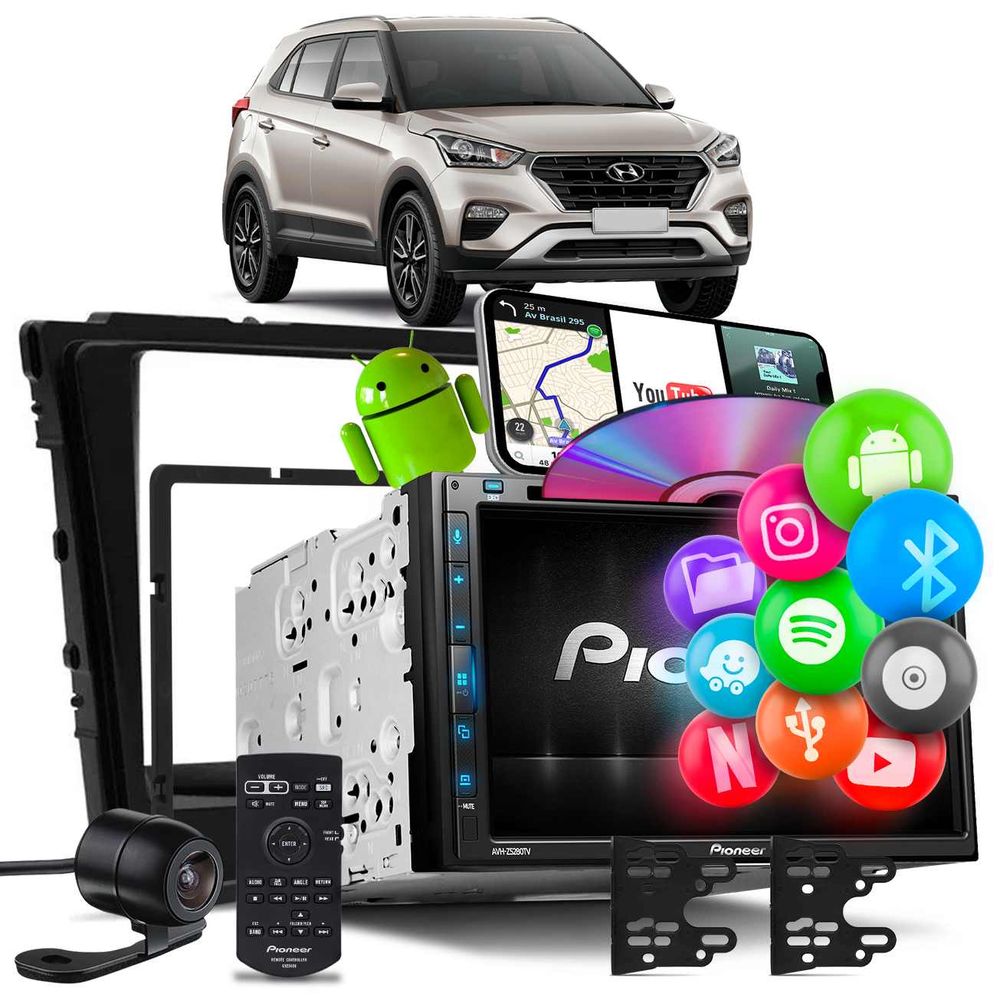 Central Multimídia Creta 17 a 20 Pioneer AVH-Z5280TV Black Piano TV BT Espelhamento + Câmera de Ré Menor preço em Central Multimídia Creta 17 a 20 Pioneer AVH-Z5280TV Black Piano TV BT Espelhamento + Câmera de Ré