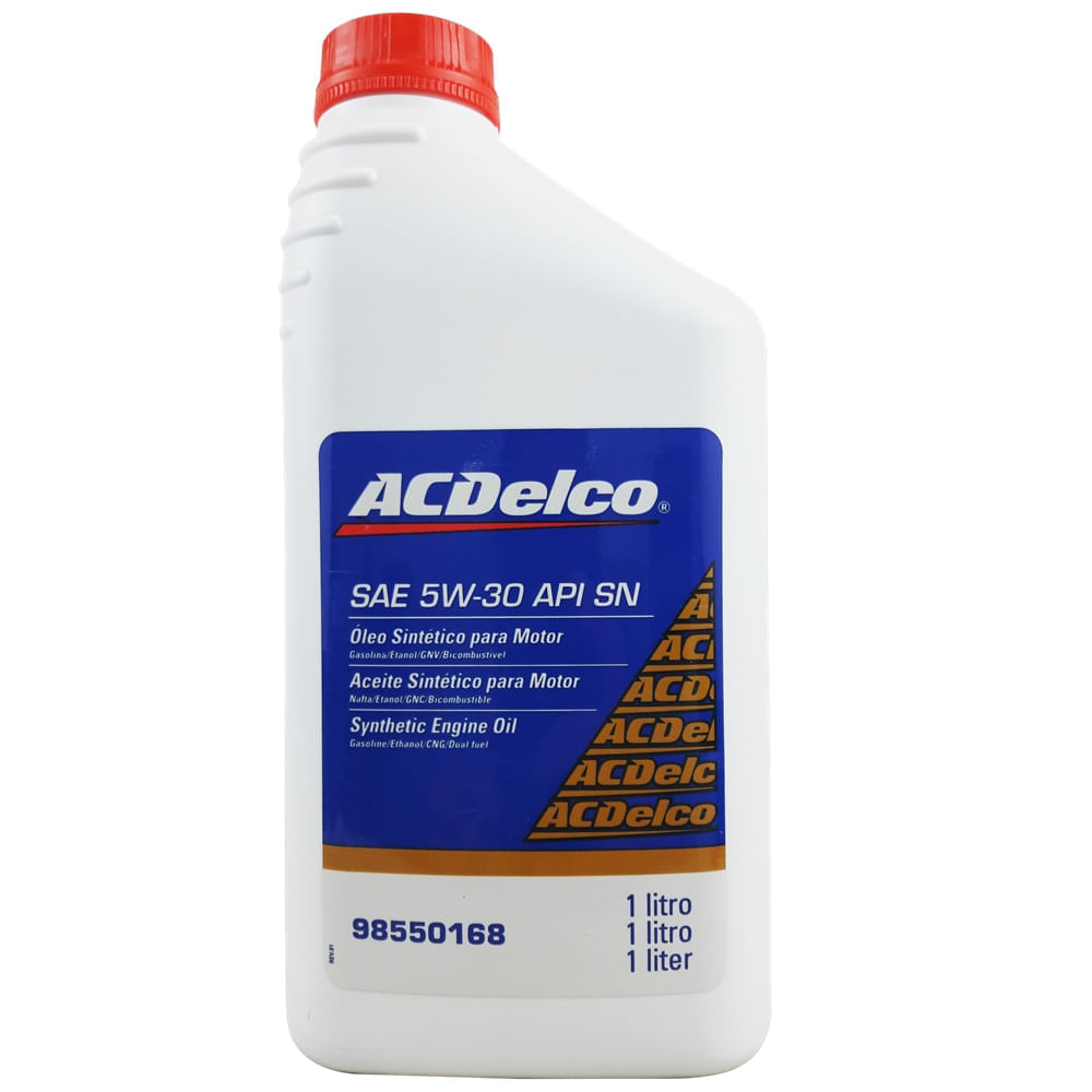 Óleo Lubrificante do Motor ACDelco SAE 5W30 API SN 100% Sintético 1L Menor preço em Óleo Lubrificante do Motor ACDelco SAE 5W30 API SN 100% Sintético 1L