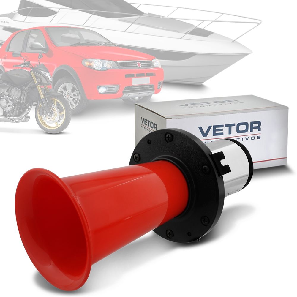 Buzina a Ar Marítima Uga Uga Universal Veículos 12V com Compressor Corneta Vermelha Vetor VT046 Menor preço em Buzina a Ar Marítima Uga Uga Universal Veículos 12V com Compressor Corneta Vermelha Vetor VT046