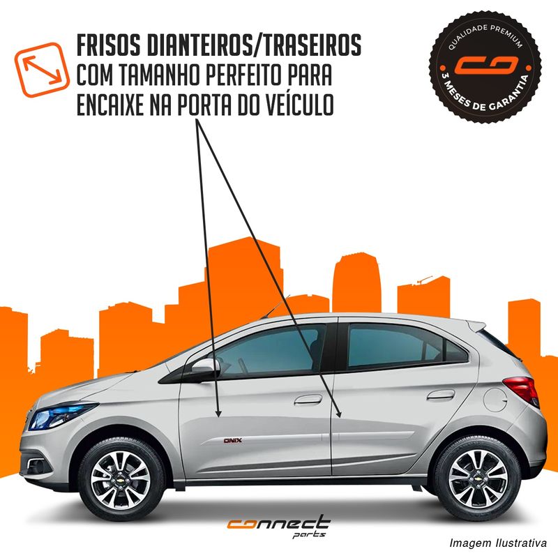 Jogo Friso Lateral Onix 2012 a 2018 Preto - Connect Parts