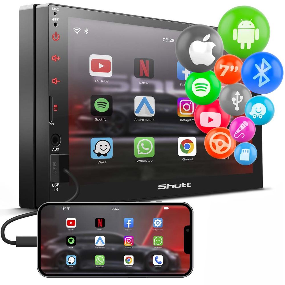 Central Multimídia Universal 2 Din 7" Espelha Android IOS Shutt New Miami Menor preço em Central Multimídia Universal 2 Din 7" Espelha Android IOS Shutt New Miami