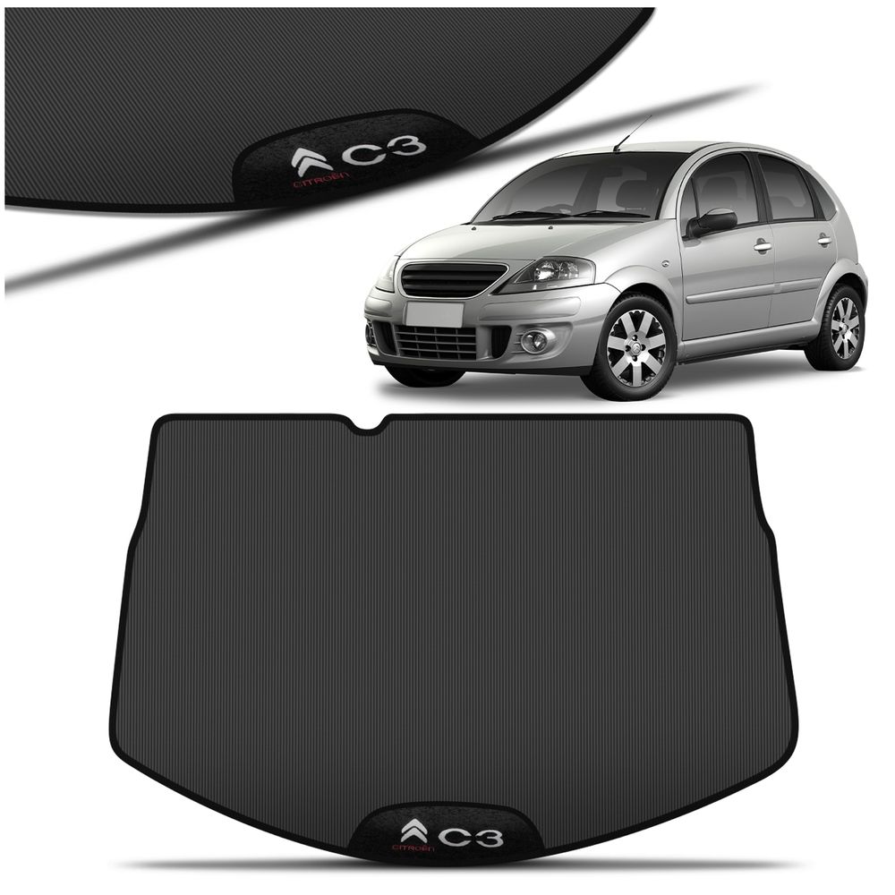 Tapete Porta Malas PVC C3 2002 a 2012 Preto Logo Bordado Concept 3D Menor preço em Tapete Porta Malas PVC C3 2002 a 2012 Preto Logo Bordado Concept 3D