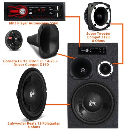 Caixa Trio Residencial Bob Ativa 440W Shutt Beats 12 + MP3 Bluetooth Bivolt  Módulo Varias Cores no Shoptime