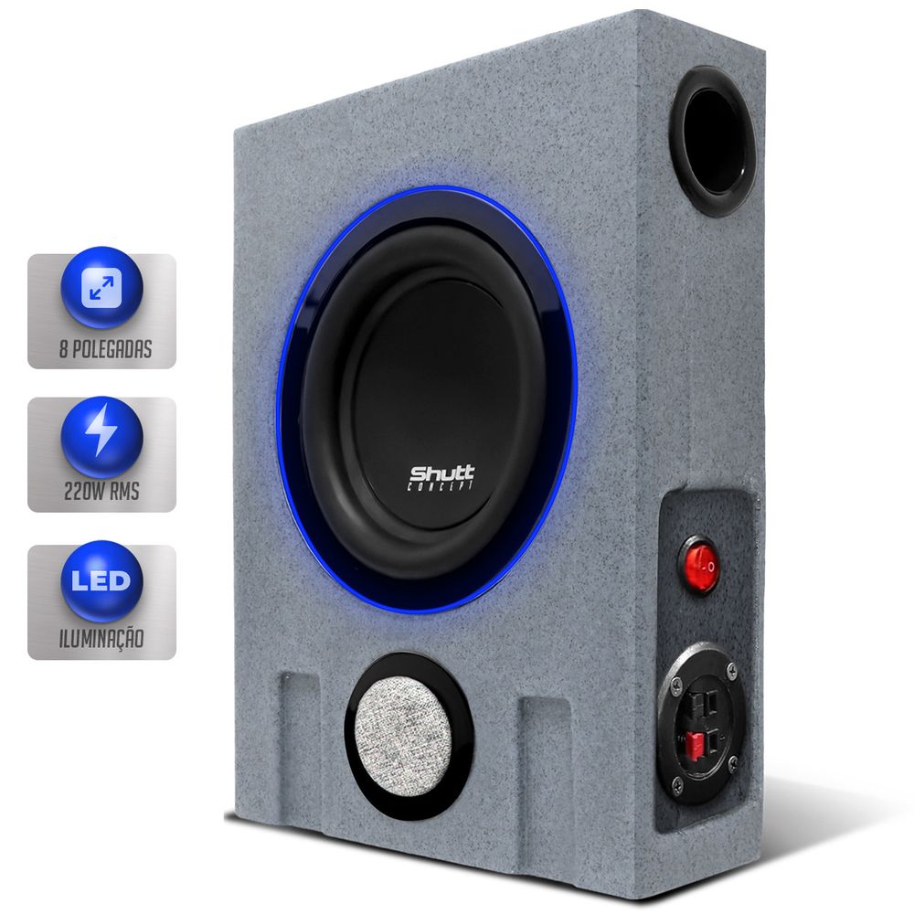 Caixa Som Slim Dutada Automotivo Shutt Concept 220W RMS Grave Forte LED Neon Menor preço em Caixa Som Slim Dutada Automotivo Shutt Concept 220W RMS Grave Forte LED Neon