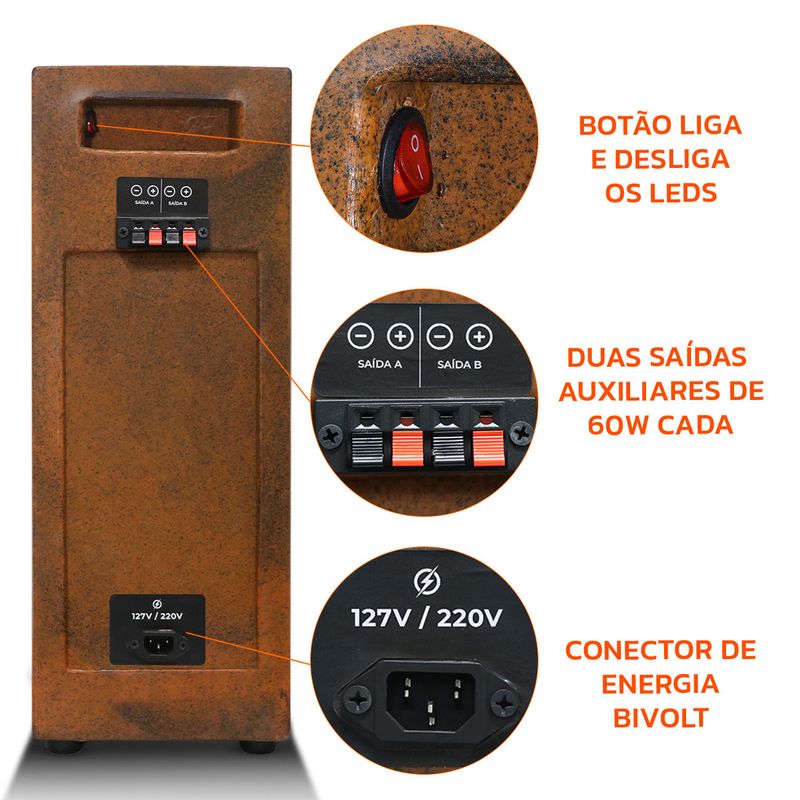 Caixa de Som Bob Amplificadora 6” 560W LED - Connect Parts