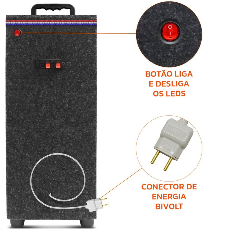 Caixa de Som Bob Amplificadora 6” 560W LED - Connect Parts