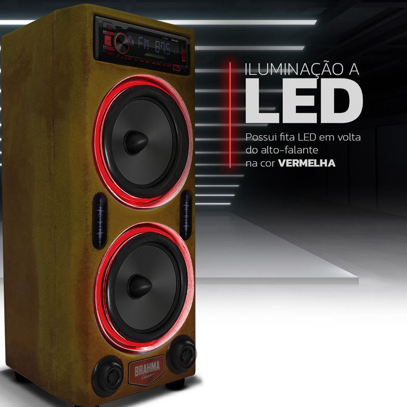 Caixa de Som Brahma 6” 500W RMS Led Neon - Connect Parts