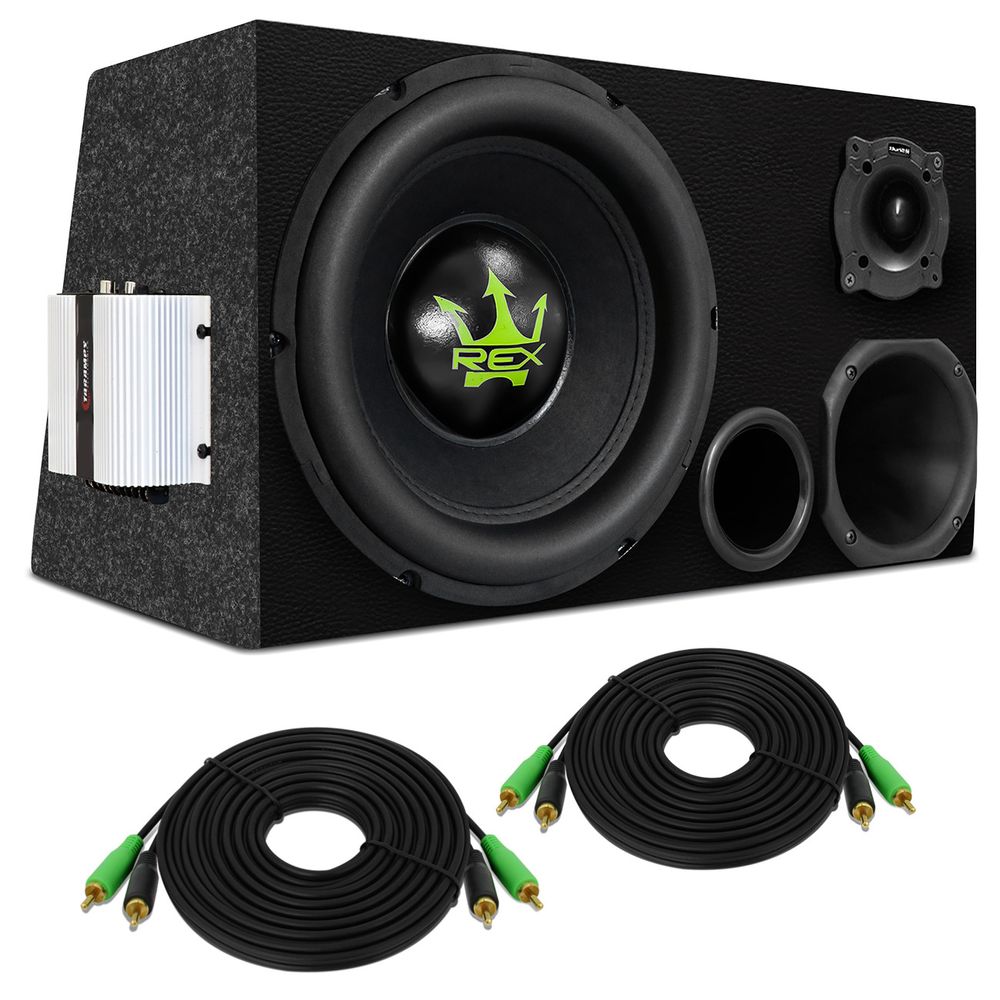 Caixa Trio Completa 640W Subwoofer Magnum Rex Green 12 + Driver + Tweeter + Corneta + Módulo Taramps Menor preço em Caixa Trio Completa 640W Subwoofer Magnum Rex Green 12 + Driver + Tweeter + Corneta + Módulo Taramps