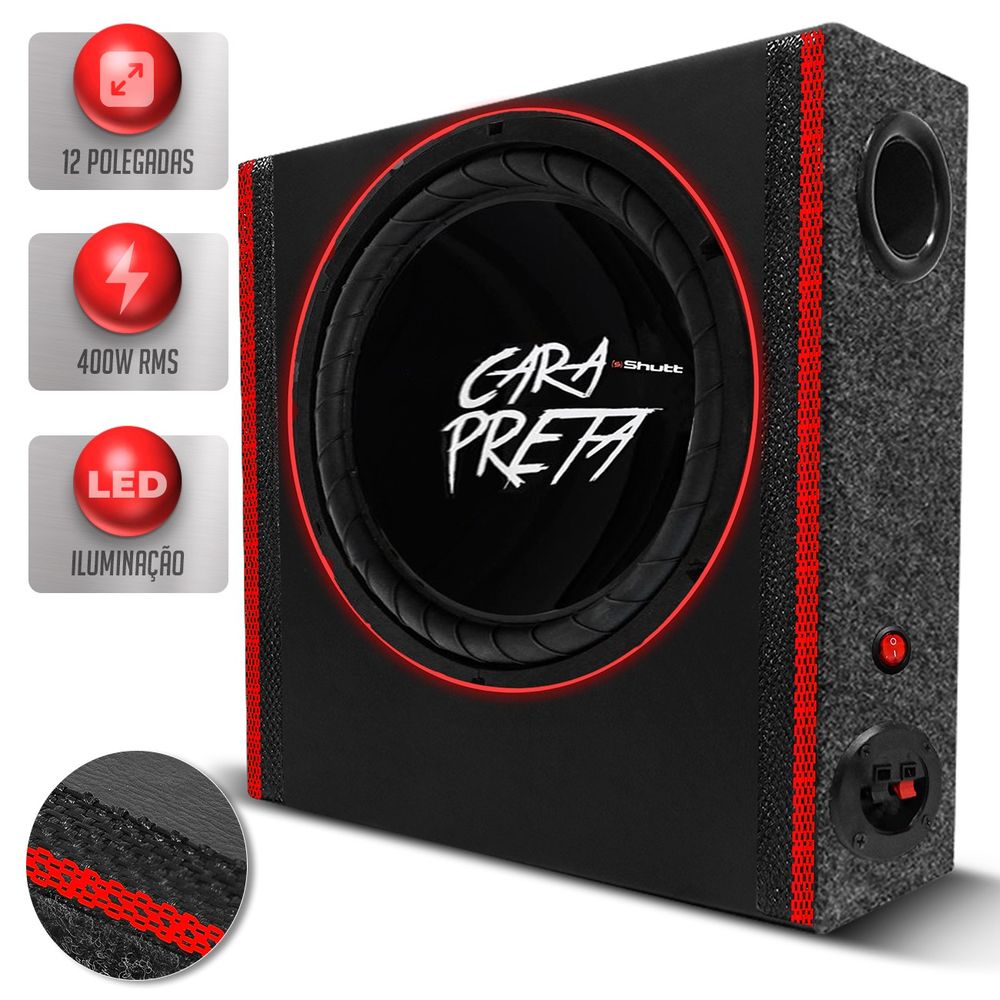 Caixa Som Slim Shutt 400w RMS Subwoofer 12 Pol Cara Preta Grave Forte Caminhonete Banco Saveiro LED Menor preço em Caixa Som Slim Shutt 400w RMS Subwoofer 12 Pol Cara Preta Grave Forte Caminhonete Banco Saveiro LED