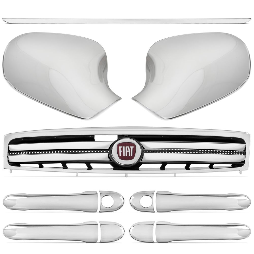 Kit Cromado Siena G3 04 a 13 Grade Aplique Maçaneta Retrovisor Frisos Finos Menor preço em Kit Cromado Siena G3 04 a 13 Grade Aplique Maçaneta Retrovisor Frisos Finos
