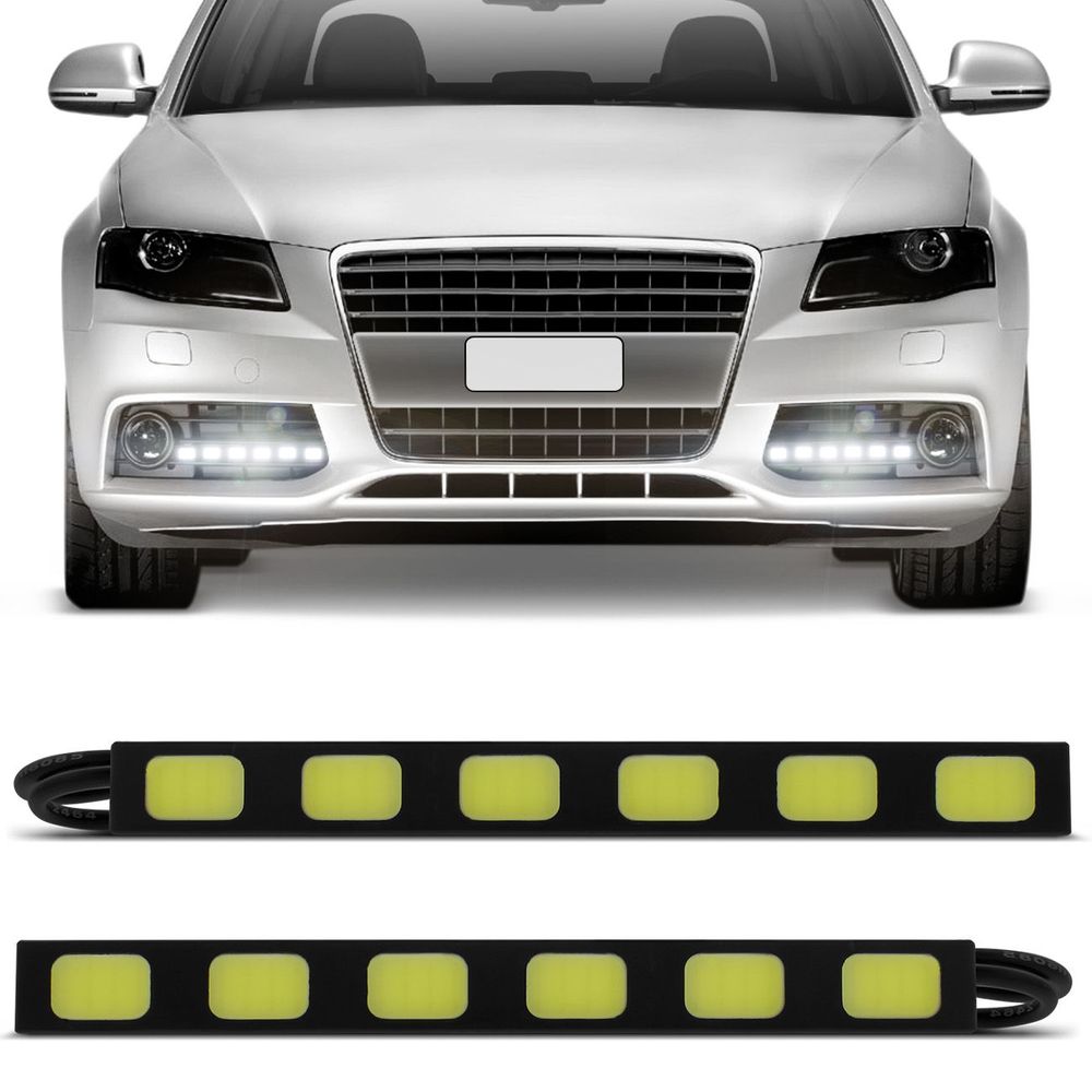 Par Lâmpadas Auxiliar Farol Dia DRL 6 LEDs 6000K 12V Super Branca Efeito Xenon Menor preço em Par Lâmpadas Auxiliar Farol Dia DRL 6 LEDs 6000K 12V Super Branca Efeito Xenon