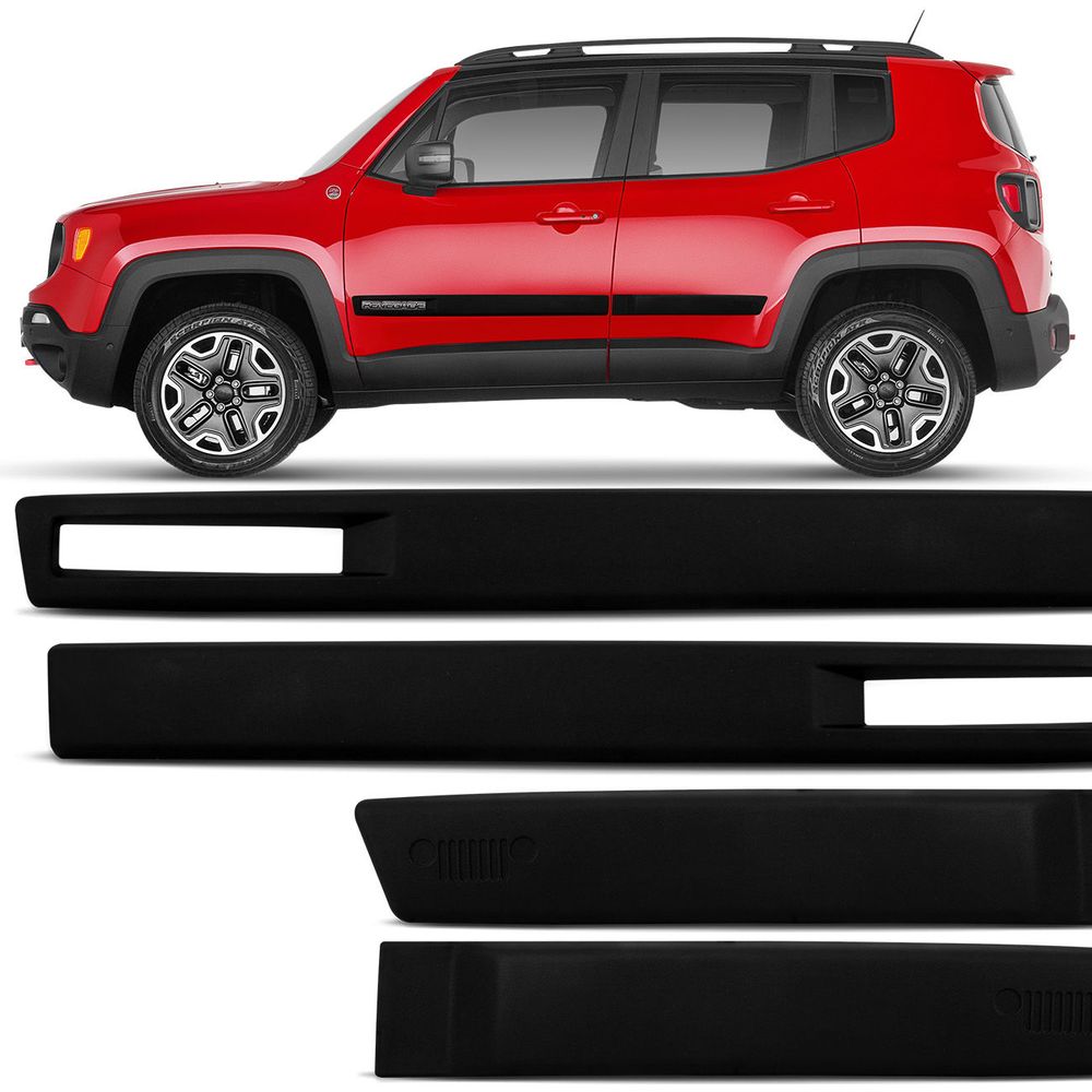 Jogo Friso Lateral Jeep Renegade 2015 a 2020 Preto Modelo Original 4 Portas Ótimo Acabamento é ruim? Jogo Friso Lateral Jeep Renegade 2015 a 2020 Preto Modelo Original 4 Portas Ótimo Acabamento é boa?