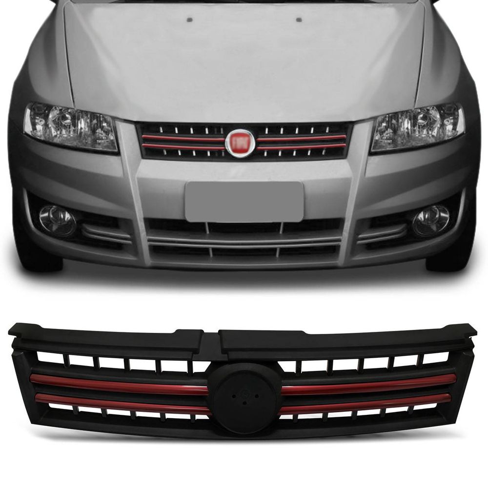 Grade Dianteira Stilo 2007 2008 2009 2010 2011 Preta Friso Vermelho Espaço para Emblema Menor preço em Grade Dianteira Stilo 2007 2008 2009 2010 2011 Preta Friso Vermelho Espaço para Emblema