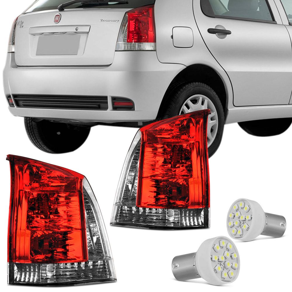 Par Lanterna Traseira Palio G3 04 a 13 Pisca Fumê Bicolor + Par Lâmpada Traseira 12 LEDs Menor preço em Par Lanterna Traseira Palio G3 04 a 13 Pisca Fumê Bicolor + Par Lâmpada Traseira 12 LEDs