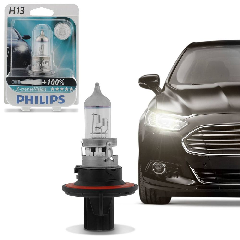 Lâmpada Philips Halógena H13 Xtreme Vision 3350K 60/55W 12V Efeito Xenon Menor preço em Lâmpada Philips Halógena H13 Xtreme Vision 3350K 60/55W 12V Efeito Xenon