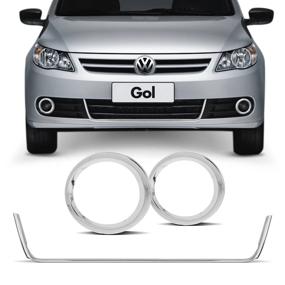 Kit Cromado Gol Saveiro Voyage G5 2009 2010 2011 2012 2013 Aro Moldura Farol Milha + Friso U Grade Menor preço em Kit Cromado Gol Saveiro Voyage G5 2009 2010 2011 2012 2013 Aro Moldura Farol Milha + Friso U Grade