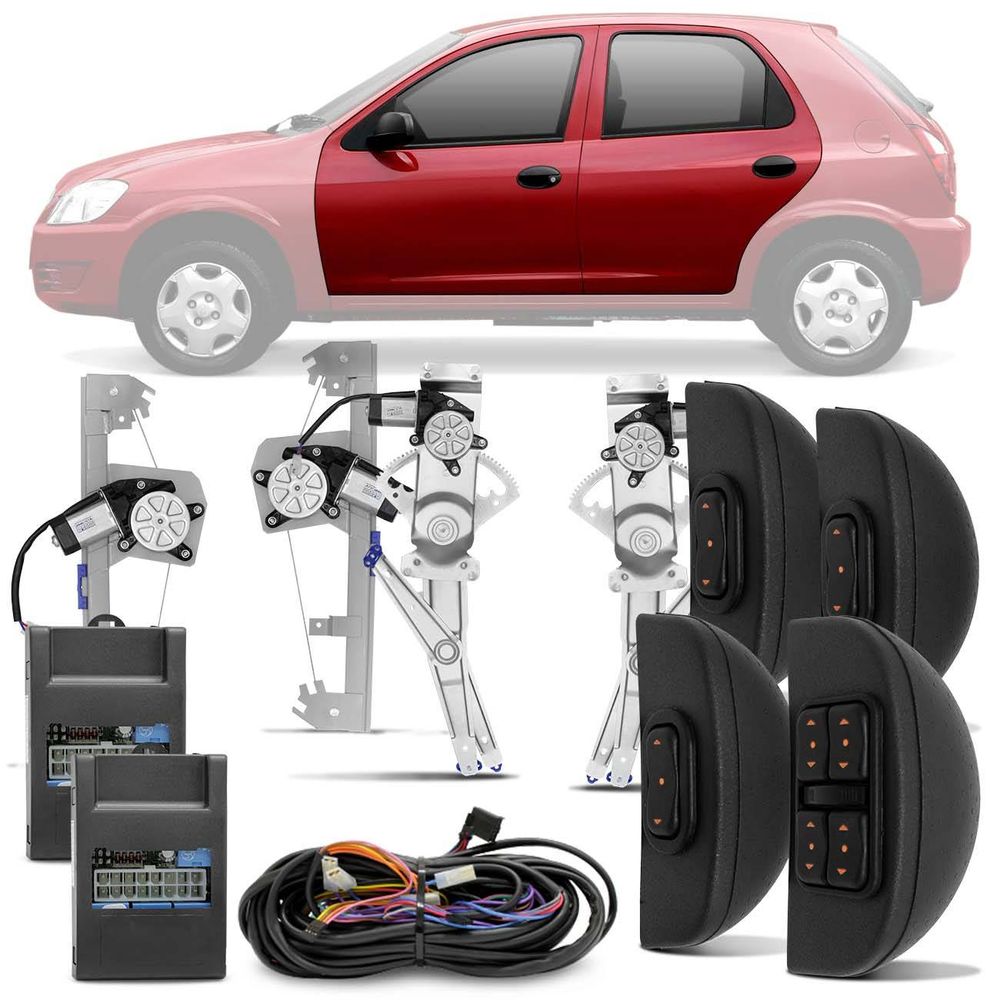 Kit Vidro Elétrico Celta 2002 A 2016 Prisma 2006 A 2012 4 Portas Completo Sensorizado VCT2A600 Menor preço em Kit Vidro Elétrico Celta 2002 A 2016 Prisma 2006 A 2012 4 Portas Completo Sensorizado VCT2A600