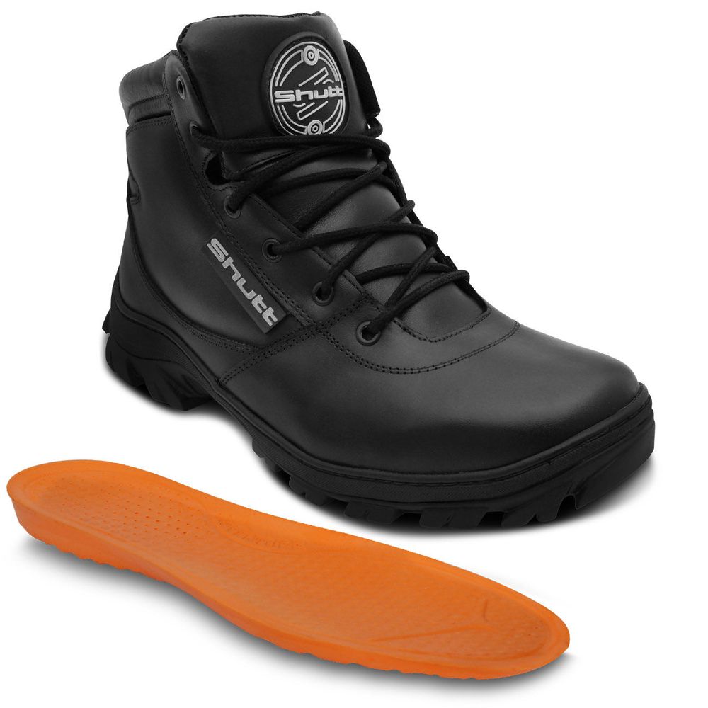 Bota Motociclista Bota Cano Curto Shutt Anatômica Com Cadarço em Couro Preto Menor preço em Bota Motociclista Bota Cano Curto Shutt Anatômica Com Cadarço em Couro Preto