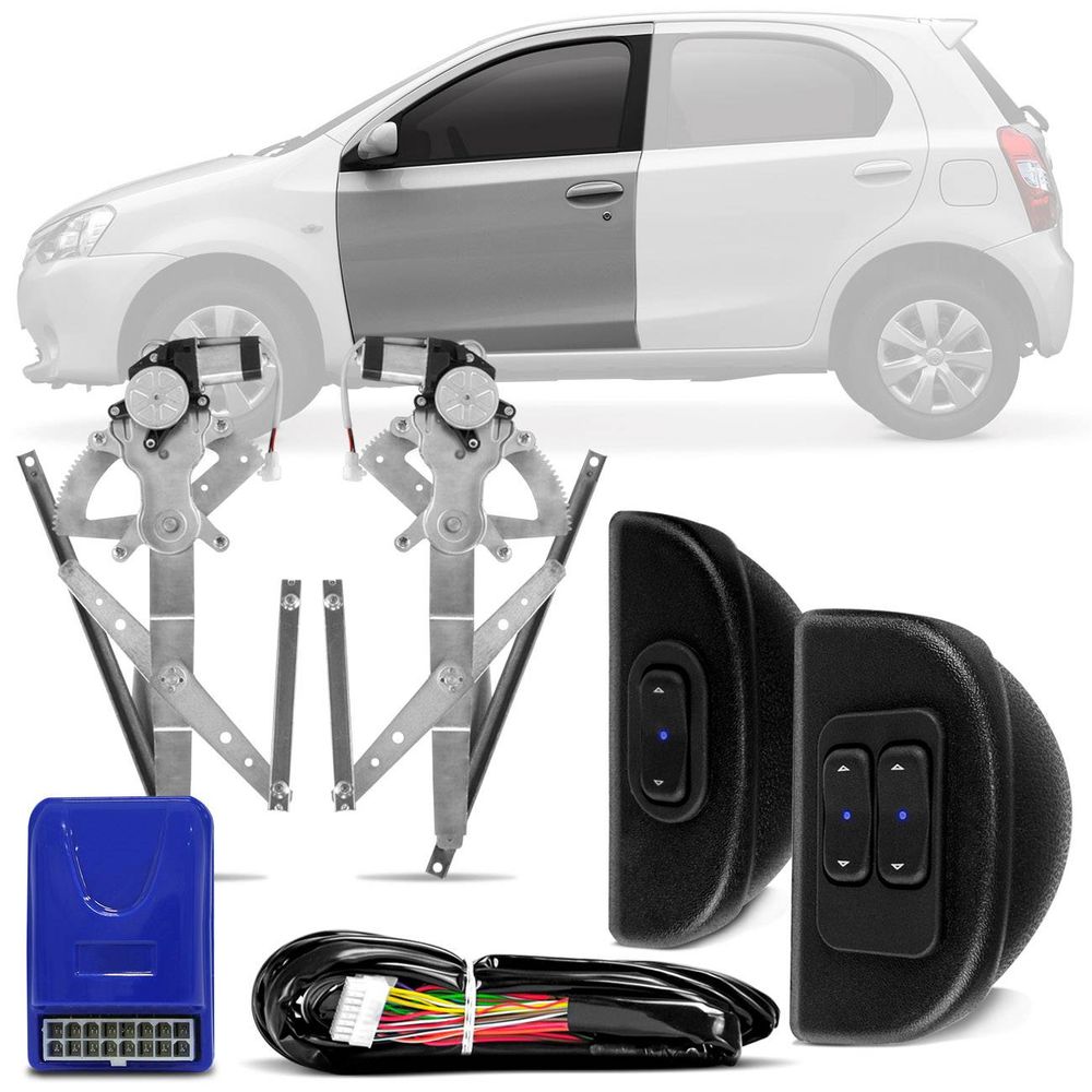 Kit Vidro Elétrico Sensorizado Toyota Etios Hatch Sedan 12 a 17 4P Somente Dianteiras Menor preço em Kit Vidro Elétrico Sensorizado Toyota Etios Hatch Sedan 12 a 17 4P Somente Dianteiras