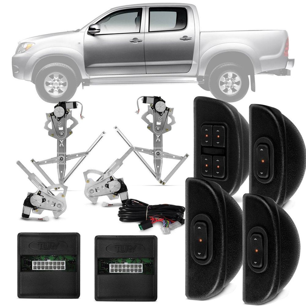 Kit Vidro Elétrico Toyota Hilux 2005 A 2015 Cabine Dupla 4 Portas Completo Sensorizado VTY1E610 Menor preço em Kit Vidro Elétrico Toyota Hilux 2005 A 2015 Cabine Dupla 4 Portas Completo Sensorizado VTY1E610