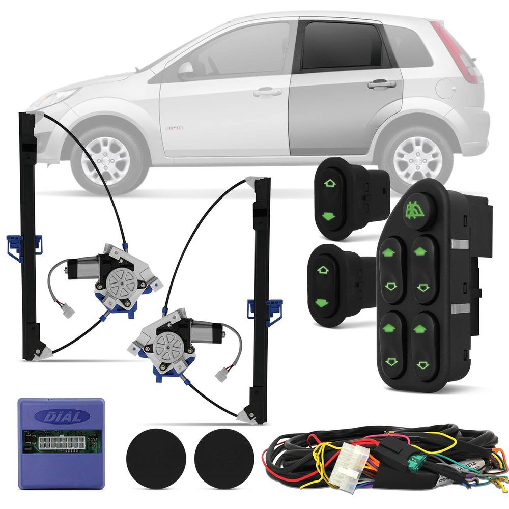 Kit Vidro Elétrico Traseiro Ford Fiesta Hatch Sedan 2003 A 2014 Sensorizado VFI2A800 Menor preço em Kit Vidro Elétrico Traseiro Ford Fiesta Hatch Sedan 2003 A 2014 Sensorizado VFI2A800
